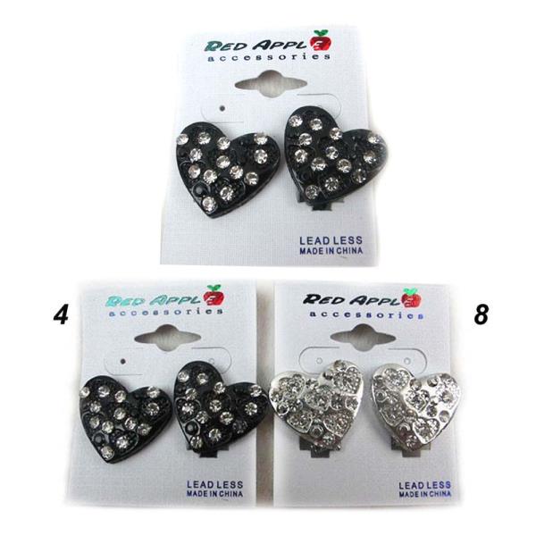 Heart Rhinestone Earrings (12 Units)