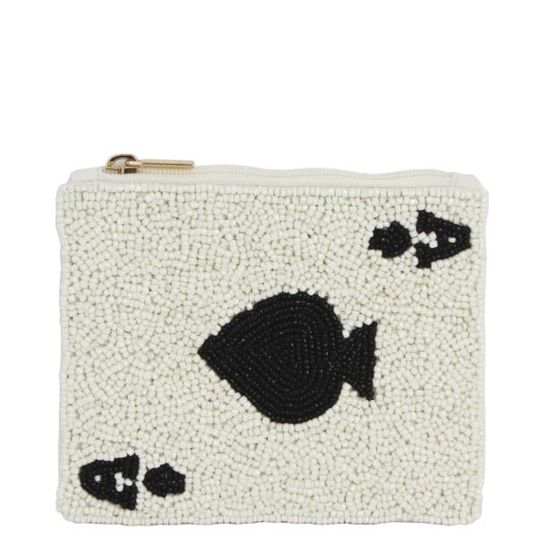 Seed Bead Spades a Card Coin Purse Bag