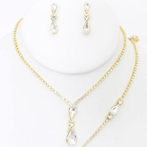 Rhinestone Necklace Earring Set