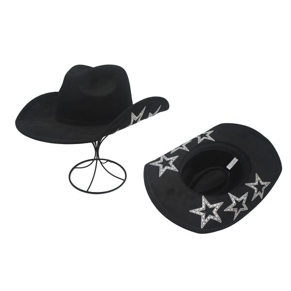 Rhinestone Star Bottom Trimmed Cowboy Hat