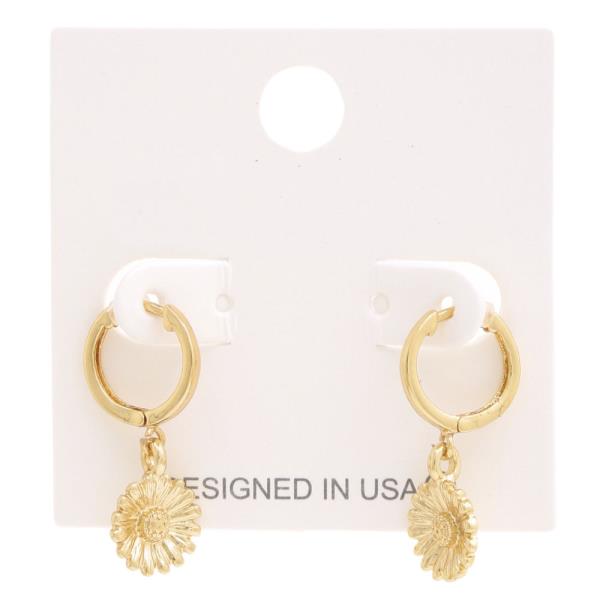 Huggie Hoop Flower Dangle Earring