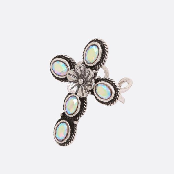 Western Cross Turquoise Bead Adjustable Ring