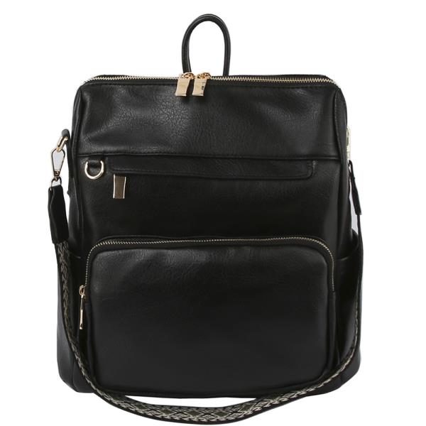 PLAIN ZIPPER HANDLE BACKPACK W STRAP