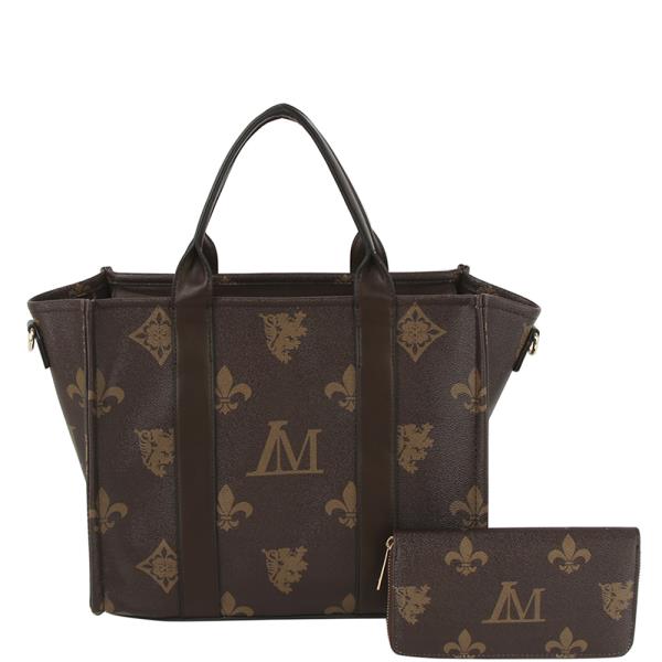 2IN1 PRINTED HANDLE SATCHEL BAG W WALLET SET