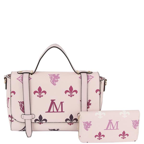 2IN1 PRINTED HANDLE SATCHEL BAG W WALLET SET