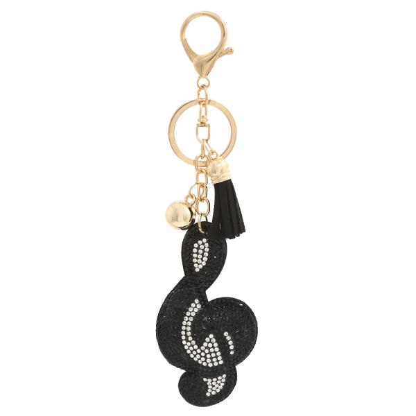 MUSIC NOTE RHINESTONE TASSEL KEYCHAIN