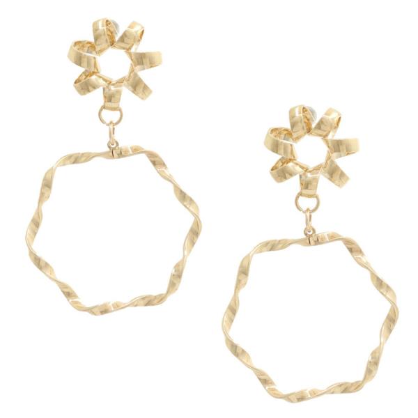 SODAJO Flower Hoop Metal Gold Dipped Earring