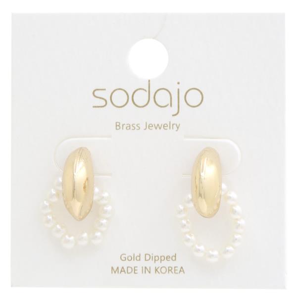 SODAJO Pearl Hoop Metal Gold Dipped Earring