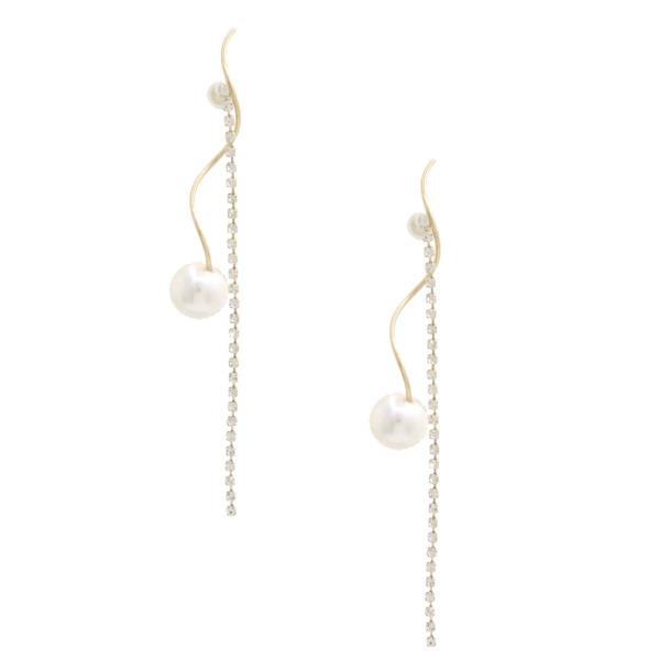 SODAJO Pearl Rhinestone Metal Gold Dipped Earring