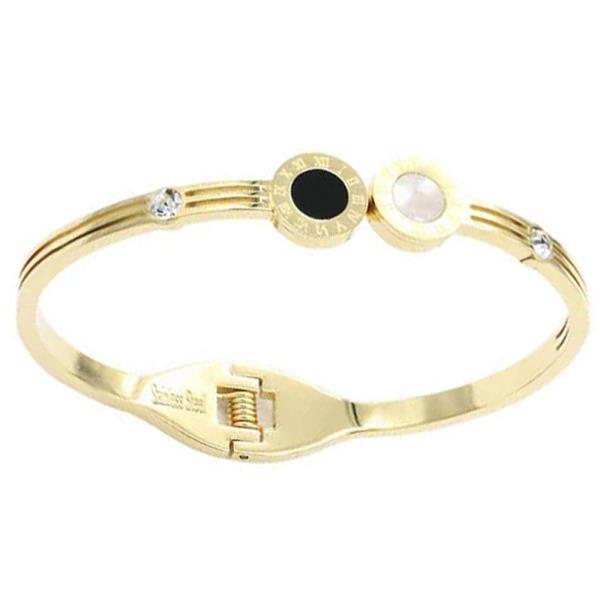 Stainless Steel Roman Numerals Hinged Bracelet