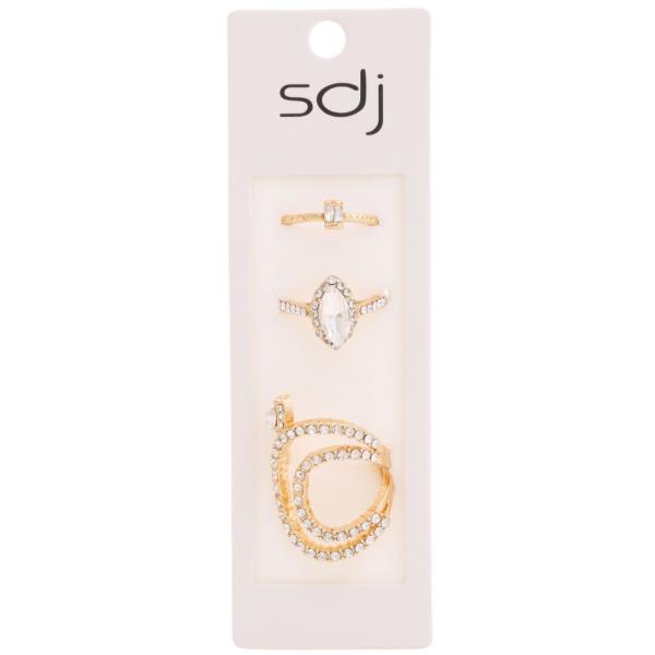SDJ Metal Rhinestone Multi Ring Set