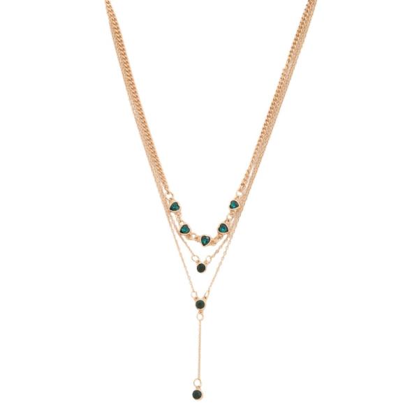 SDJ 3 Layered Metal Chain Y Necklace