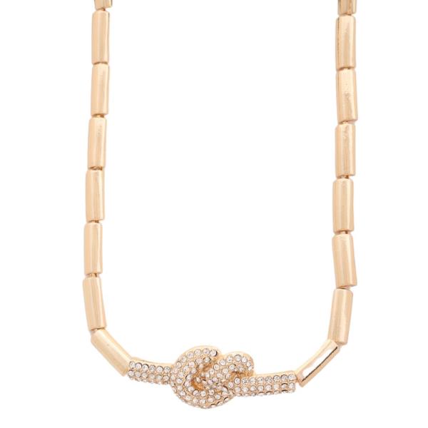 SDJ Metal Rhinestone Knot Necklace
