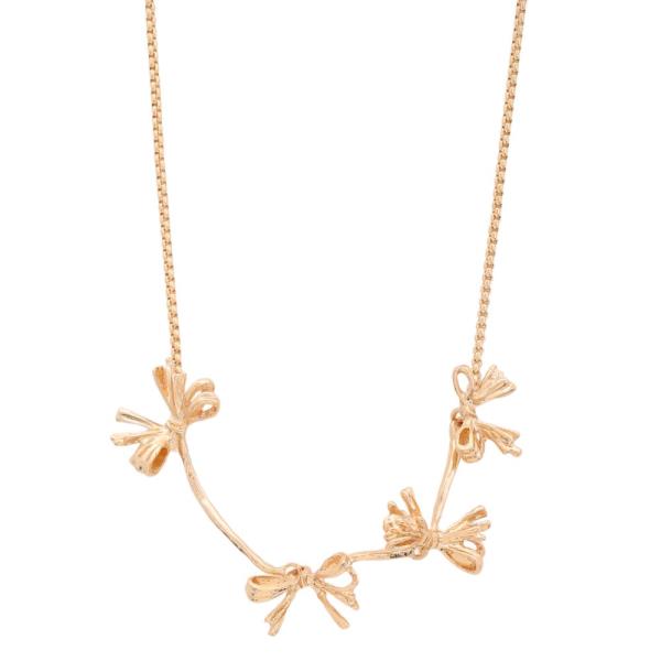 SDJ Metal Chain Ribbon Bow Necklace