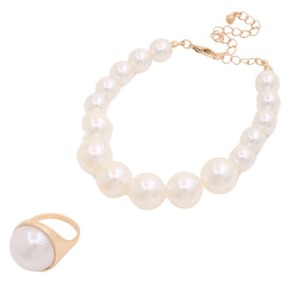 SDJ Pearl Bracelet Ring Set