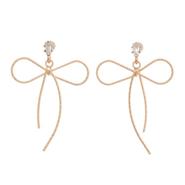 SDJ Metal Ribbon Bow Dangle Earring