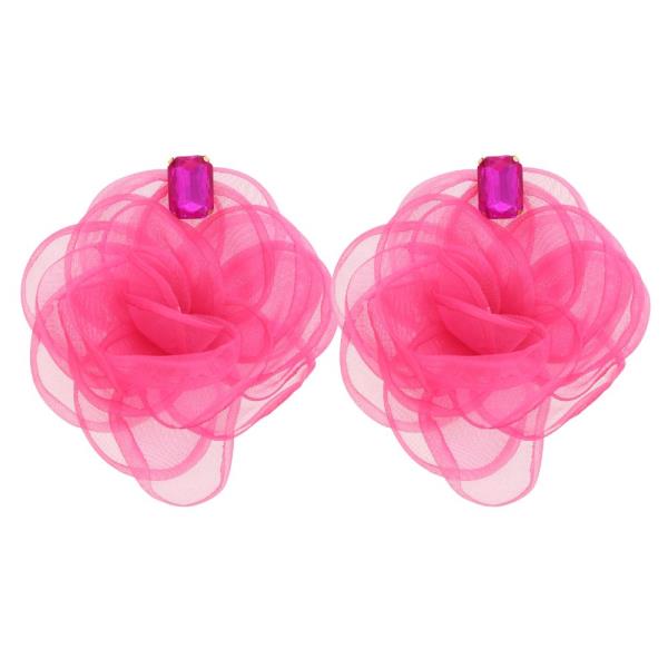 SDJ Mesh Flower Stone Post Earring