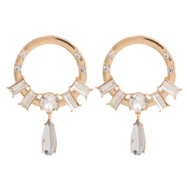 Round Metal Rhinestone Dangle Earring