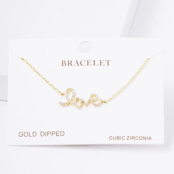 Gold Dipped CZ Love Pendant Necklace