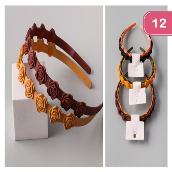 Plastic Rose Headband Set (12 Units)