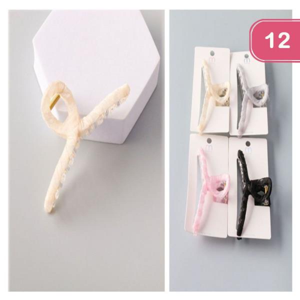 Sheer Wrapped Loop Claw Hair Clips (12 Units)