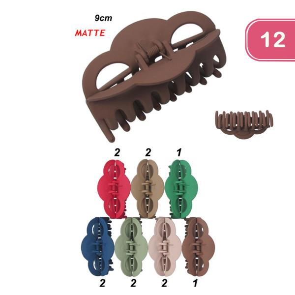 Matte Colored Hair Clips (12 Units)