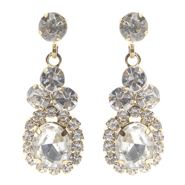 Rhinestone Clover Round Stone Earring