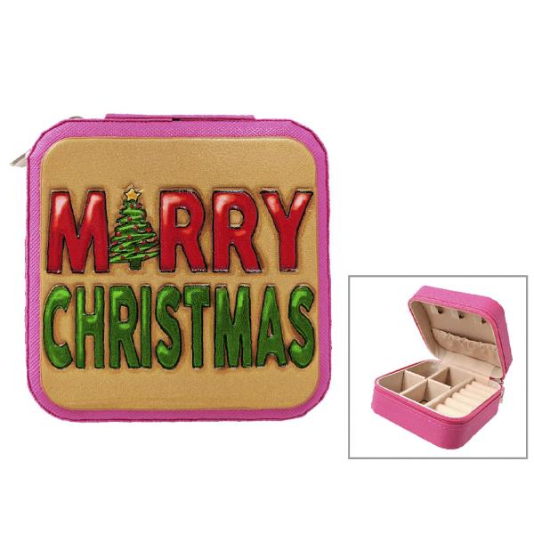 CHRISTMAS TOOLED LEATHER ORGANIZER JEWELRY BOX