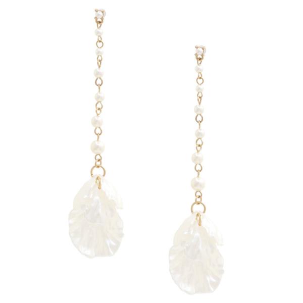 Petal Pearl Bead Dangle Earring