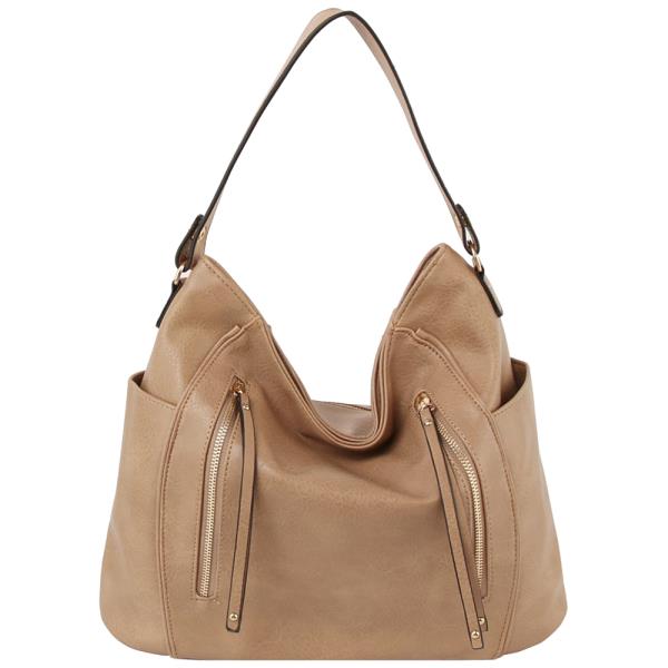 Smooth Zip Shoulder Hobo Bag