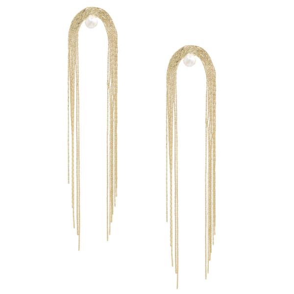 Pearl Bead U Metal Dangle Earring