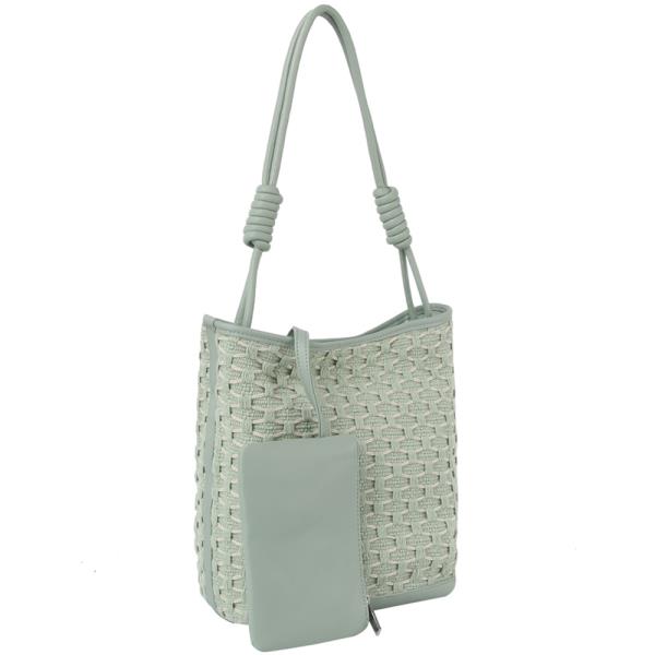 2IN1 Design Pattern Woven Tote W Pouch Set