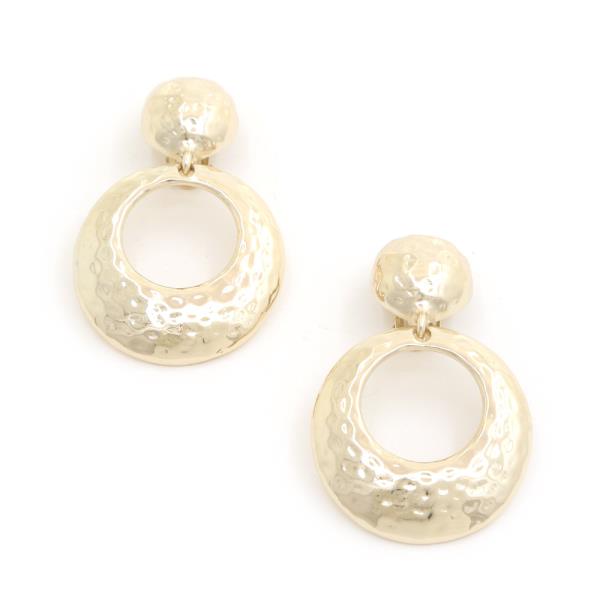 Metal Round Drop Clip On Earring