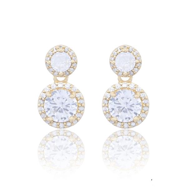 Two Tiered Round CZ Earring