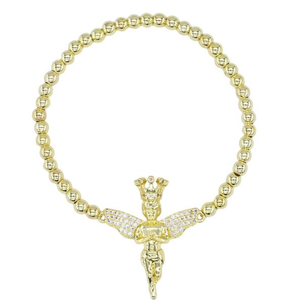CZ Goddess Stainless Steel Stretch Bracelet