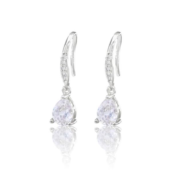 CZ DANGLING TEARDROP EARRING