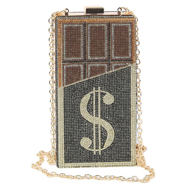 Rhinestone All Over Bling Sign Box Evening Bag