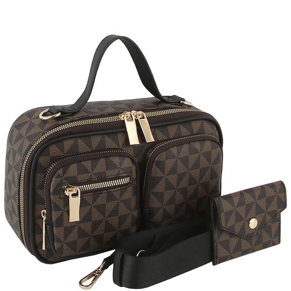 2IN1 MONOGRAM HANDLE SATCHEL W COIN PURSE SET