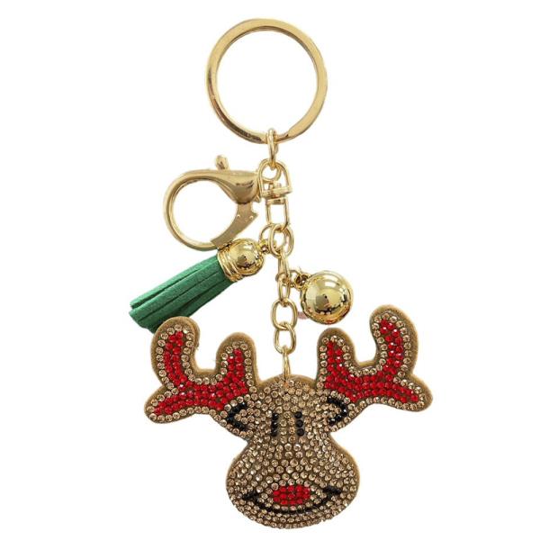 RHINESTONE RUDOLPH KEYCHAIN WITH TASSEL