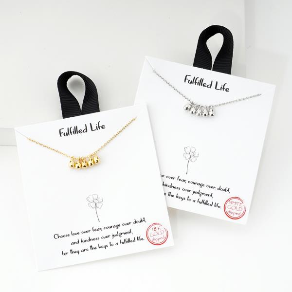 18K GOLD RHODIUM FULFILLED LIFE FICE FLOWER BUD TEARDROP NECKLACE