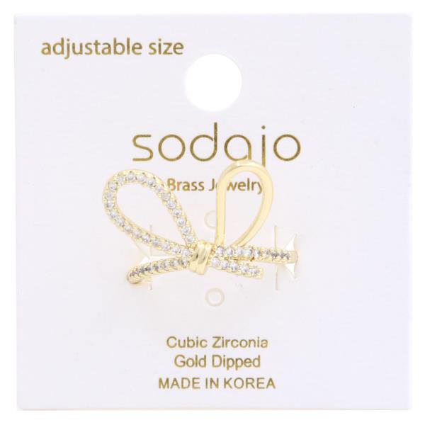 SODAJO CZ Bow Gold Dipped Adjustable Ring
