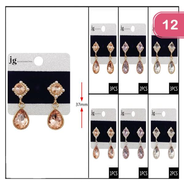 Dangle Rhinestone Earrings (12 Units)