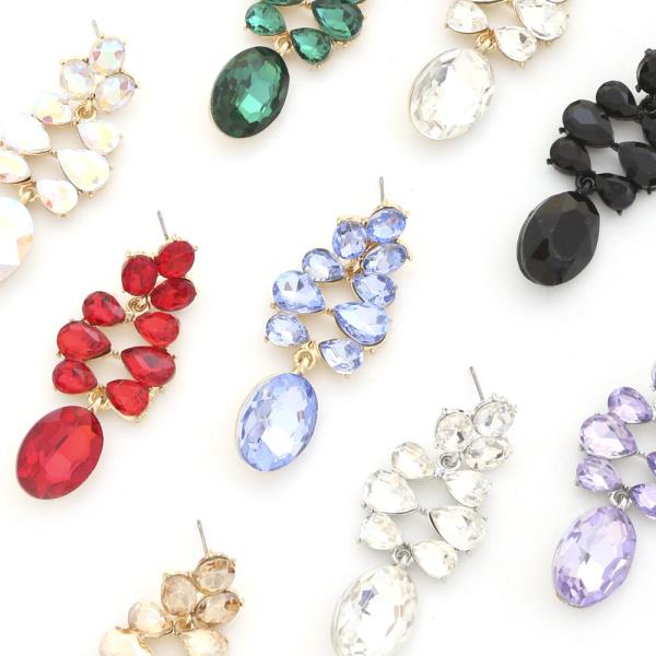 Teardrop Color Rhinestone Dangle Earring
