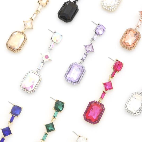 Color Stone Drop Earring