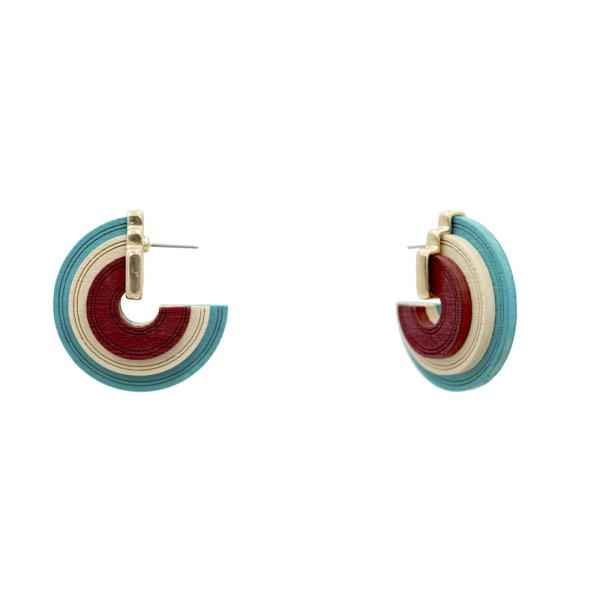 Wood C Hoop Earring