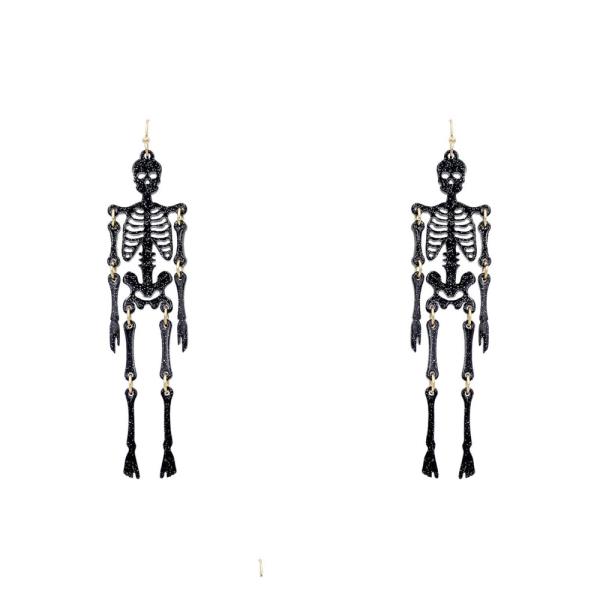 HALLOWEEN GLOW IN DARK ARTICULATED SKELETON DROP EARRING
