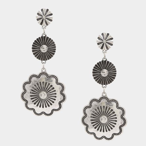 Western Style Flower Metal Dangle Earring