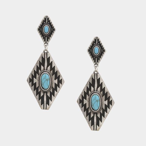 Western Style Turquoise Bead Dangle Earring