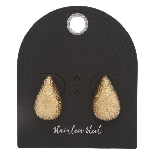Hammered Metal Teardrop Stainless Steel Earring