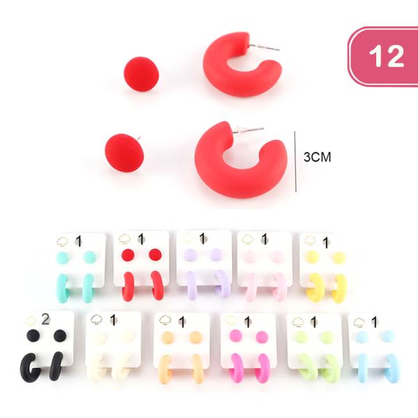 Hoop Earring and Stud Earring Set (12 Units)